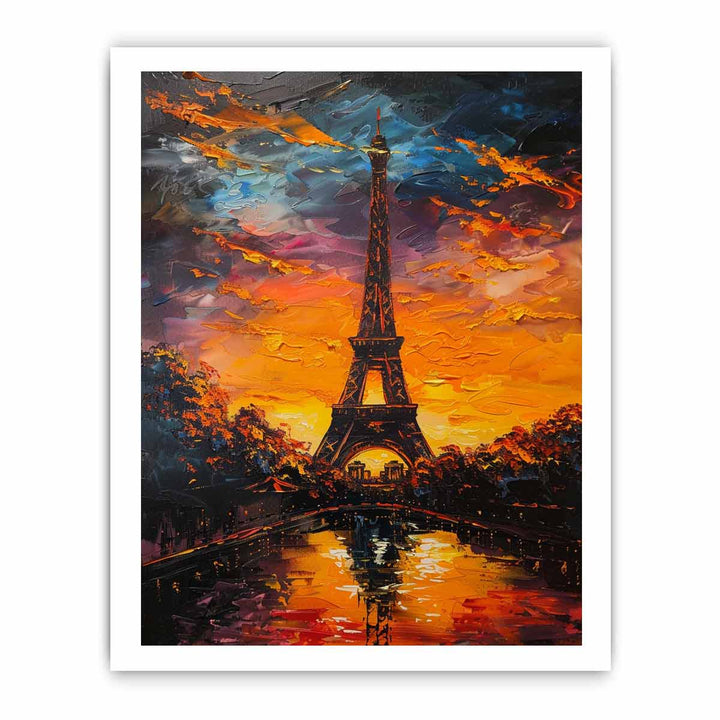 Eiffel Tower Sunset Painting