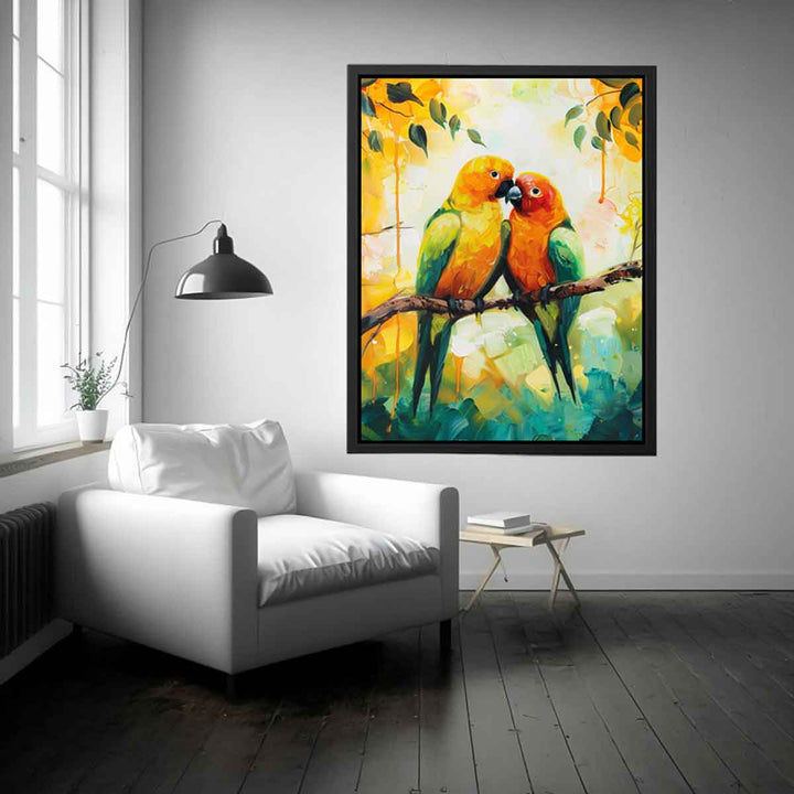 Love Birds Parrot  Painting