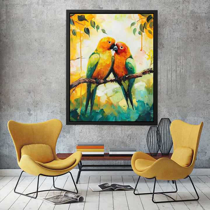 Love Birds Parrot  Painting