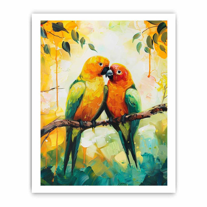 Love Birds Parrot  Painting