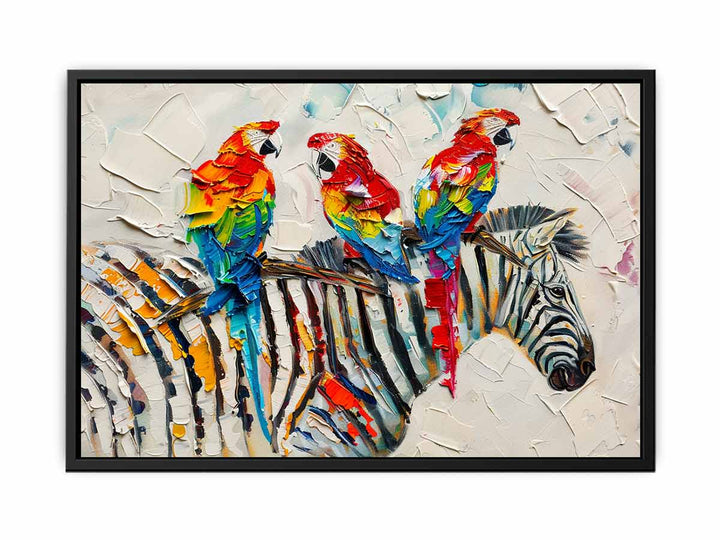 Zebra Parrot Art Painting