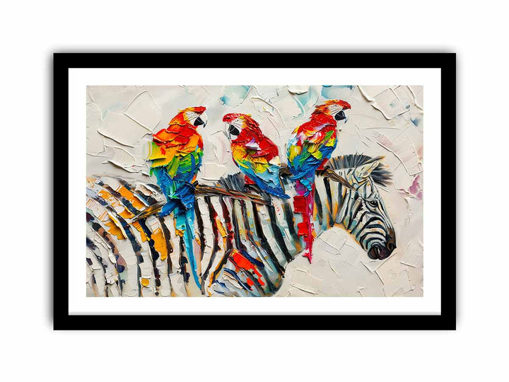 Zebra Parrot Art Painting
