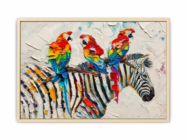 Zebra Parrot Art Painting