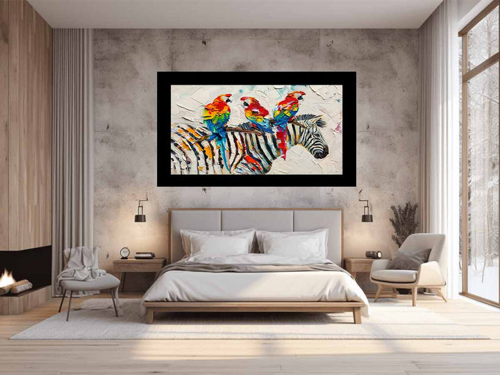 Zebra Parrot Art Painting