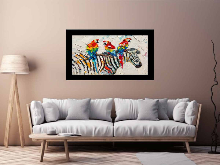 Zebra Parrot Art Painting