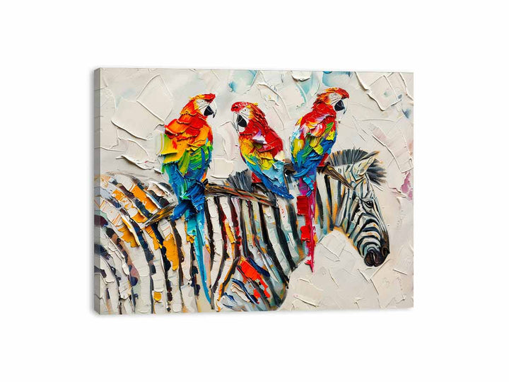 Zebra Parrot Art Painting
