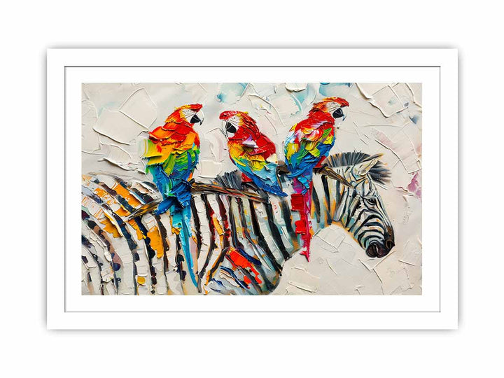 Zebra Parrot Art Painting