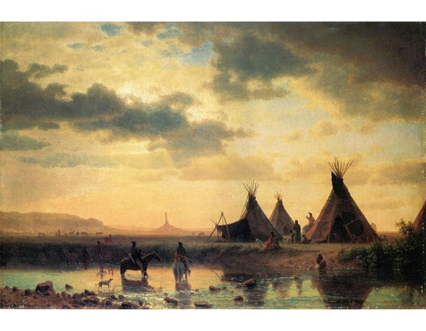 View of Chimney Rock, Ogalillalh Sioux Village in Foreground