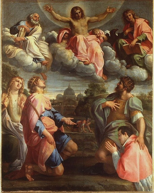 Christ in Glory and SS Peter John the Ecangelist Mary Magdalen and Ermengild Martyr with Odardo Farnese 