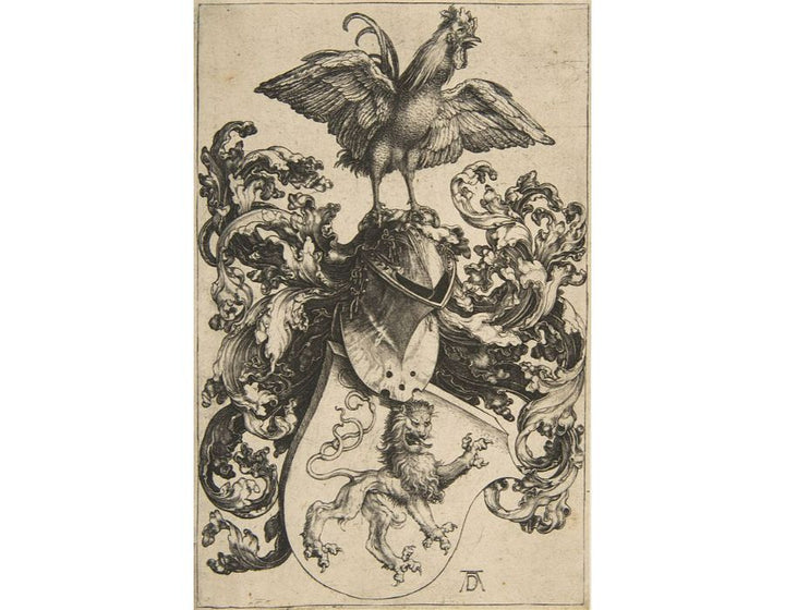 Coat Of Arms With Lion And Rooster