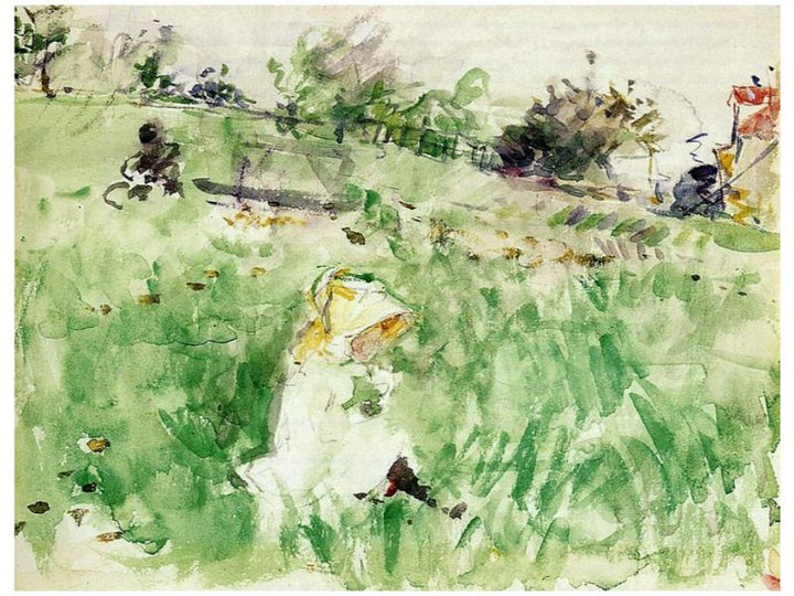 Little Girl Sitting On The Grass