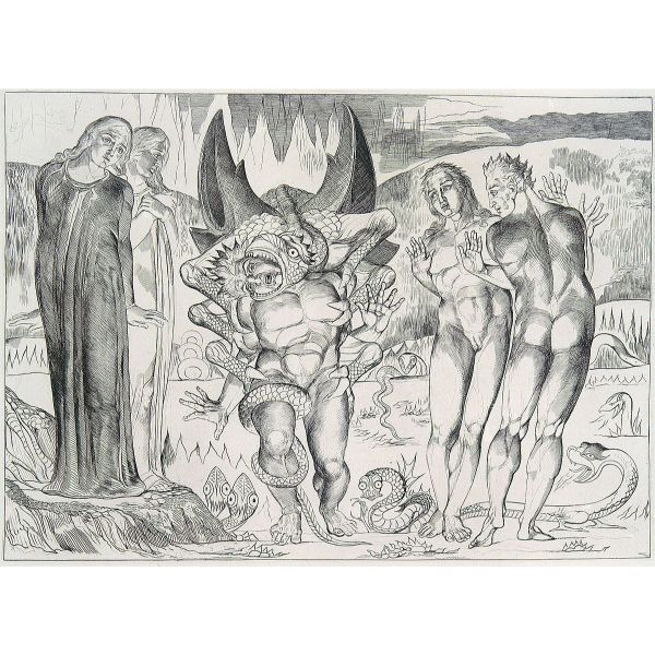 The Six Footed Serpent Attacking Agnolo Brunelleschi, illustration from 'The Divine Comedy' 