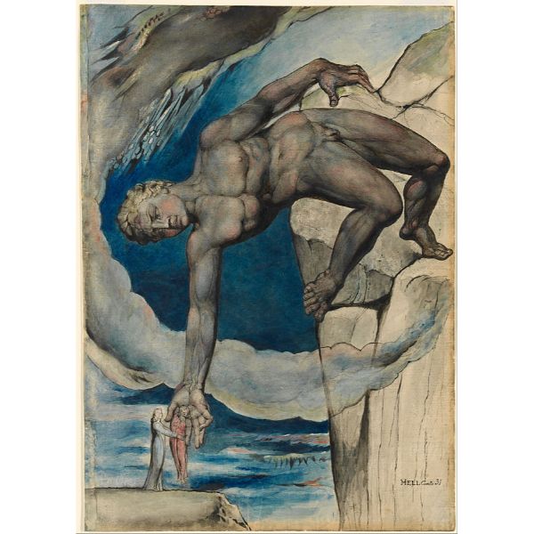 Antaeus setting down Dante and Virgil in the last circle of hell 