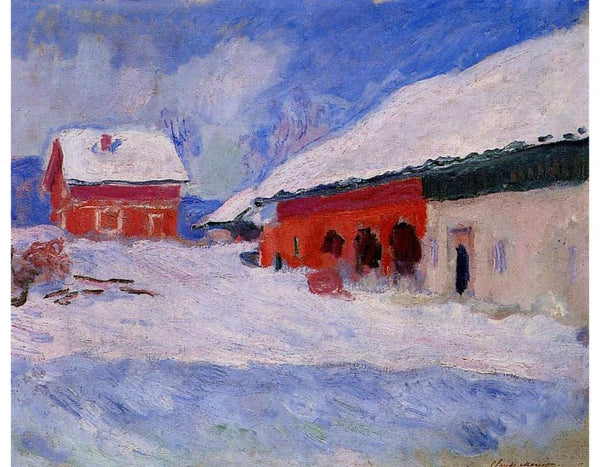 Red Houses At Bjornegaard In The Snow Norway 