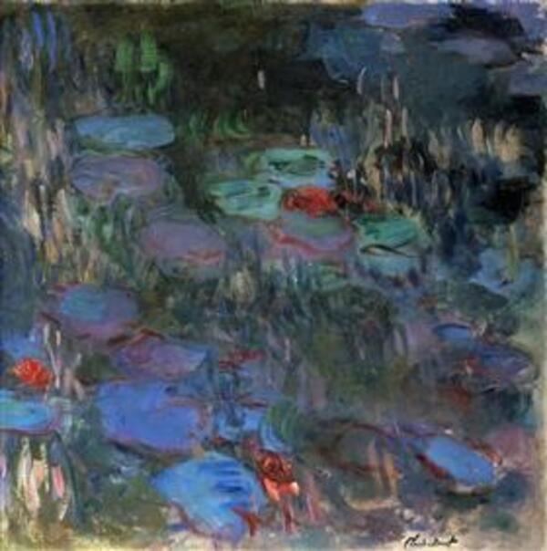 Water-Lilies, Reflections of Weeping Willows (right half) 