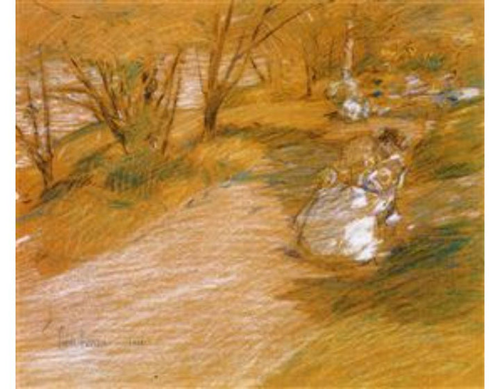 Spring Landscape with a Farmer and White Horse 