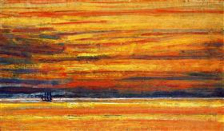 Sailing Vessel at Sea, Sunset 