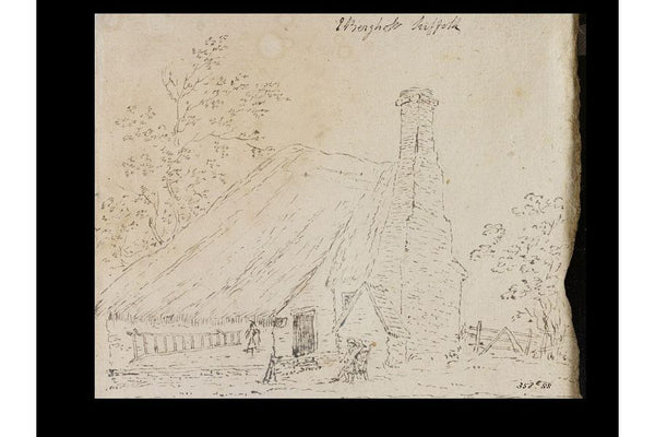 Cottage at East Bergholt, with a cottager Painting by John Constable