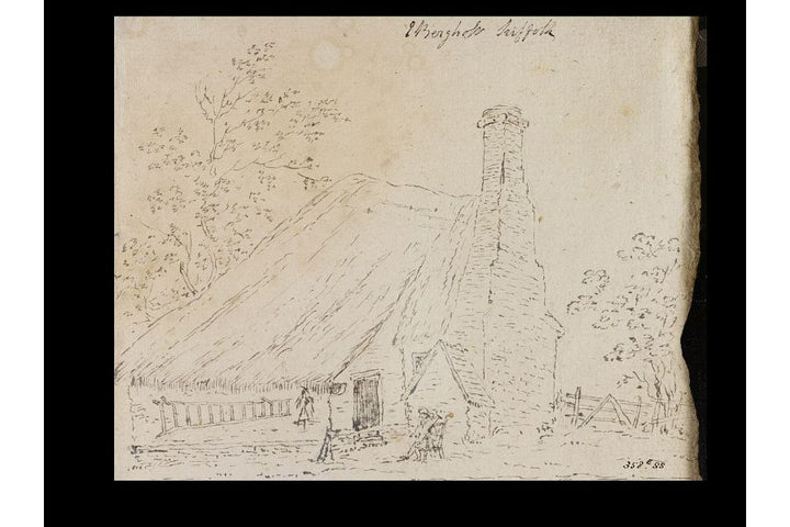 Cottage at East Bergholt, with a cottager Painting by John Constable