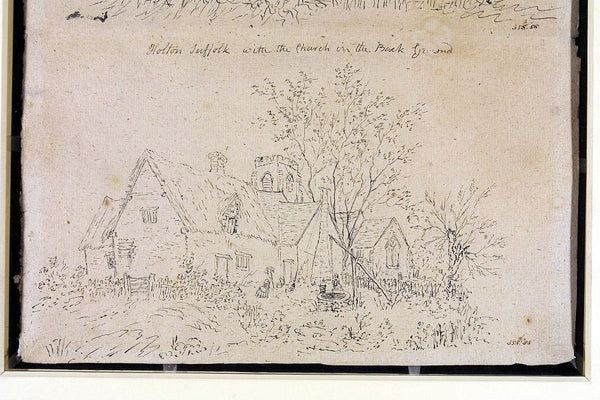 Cottage at Holton with the church in the background Painting by John Constable