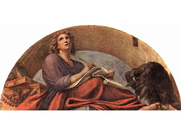 Frescoes in the church of San Giovanni Evangelista in Parma, Bezel, scene of St. John the Evangelist 