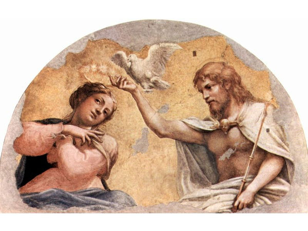 Frescoes in the church of San Giovanni Evangelista in Parma, in the abse bezel, Marie's coronation scene, Fragment 