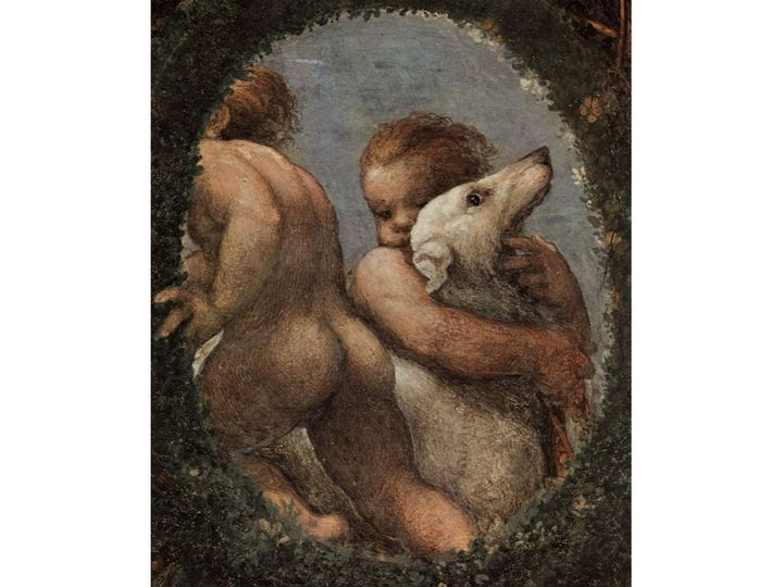 The ceiling fresco in Nonnekloser San Paolo in Parma, detail, Putti (2) 