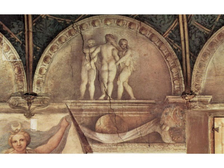 Ceiling fresco in the convent of San Paolo in Parma, bezel, Scene Three Graces 