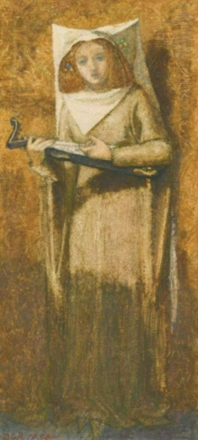 Girl singing to a lute Painting by Dante Gabriel Rossetti