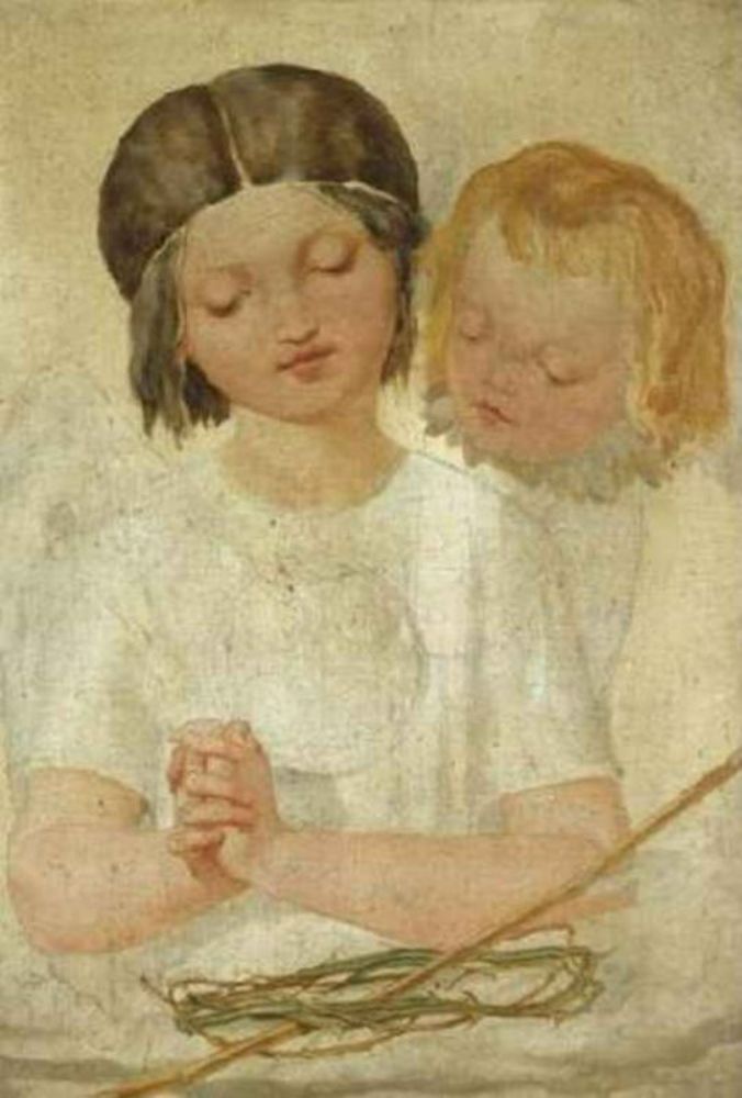 Angels Watching The Crown Of Thorns And The Rod With Which Christ Was Scourged Painting by Dante Gabriel Rossetti