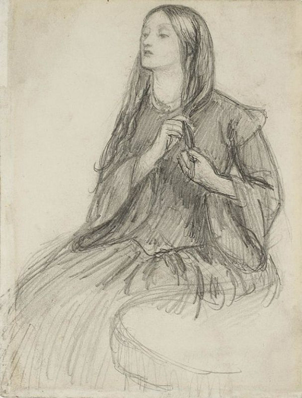 Elizabeth Siddall Plaiting Her Hair Painting by Dante Gabriel Rossetti