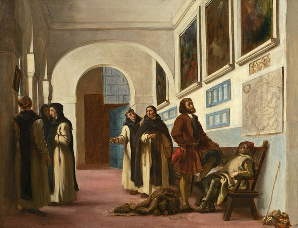 Columbus and His Son at La Rábida Painting by Eugene Delacroix