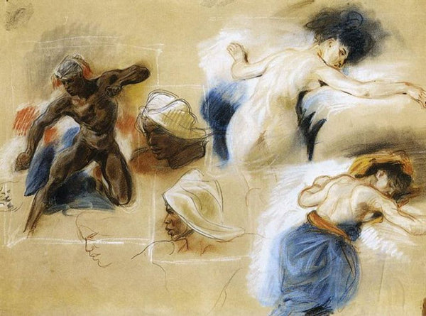Sketch for The Death of Sardanapalus c. 1827 Painting by Eugene Delacroix
