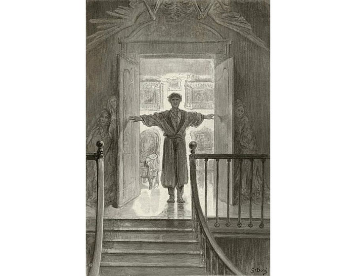 -Here I opened wide the door; -Darkness there, and nothing more. 