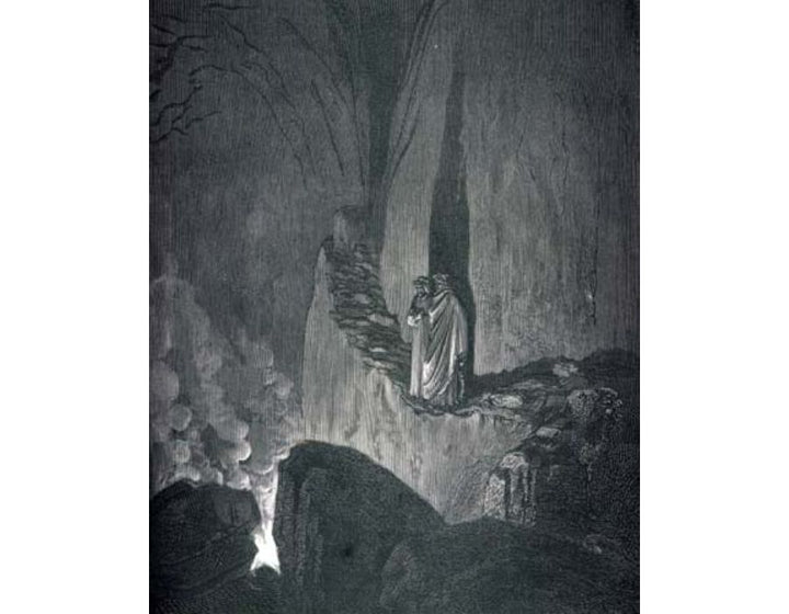 "Within these ardours are the spirits, each Swathed in confining fire." (Canto XXVI., lines 48-49) 