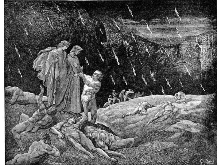 "Ser Brunetto! And are ye here?" (Canto XV., lines 28-29) 