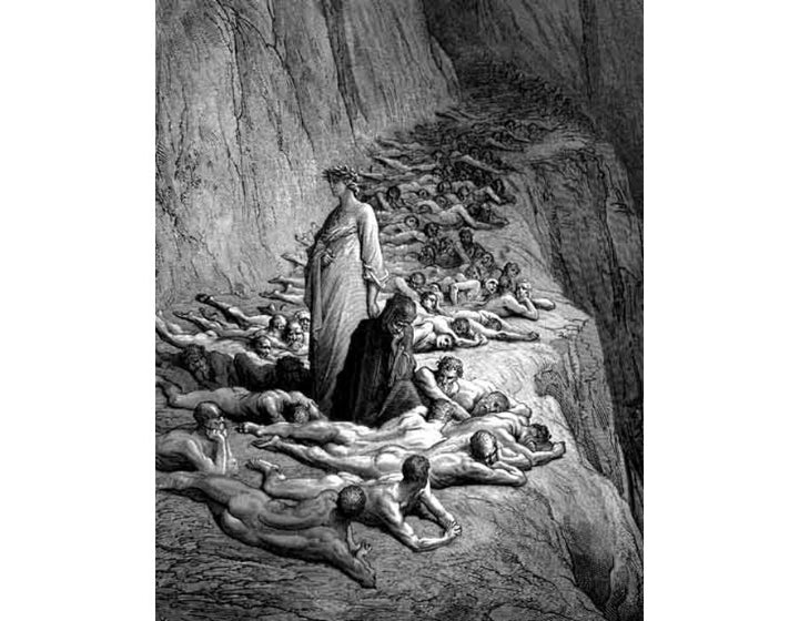 "What cause," said he, "Hath bow'd thee thus!" (Canto XIX., 138-139) 