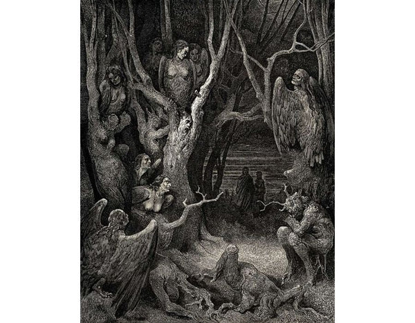 The Inferno, Canto 13, lines 11: Here the brute Harpies make their nest 