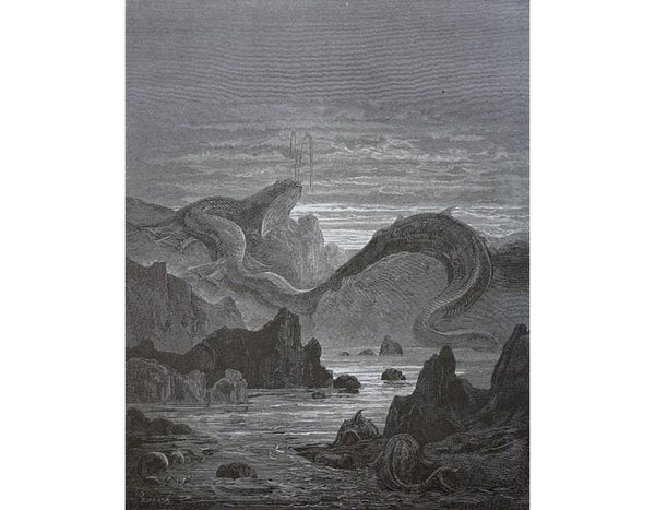 And seems a moving land and at his gills Draws in, and at his trunk spouts out, a sea 