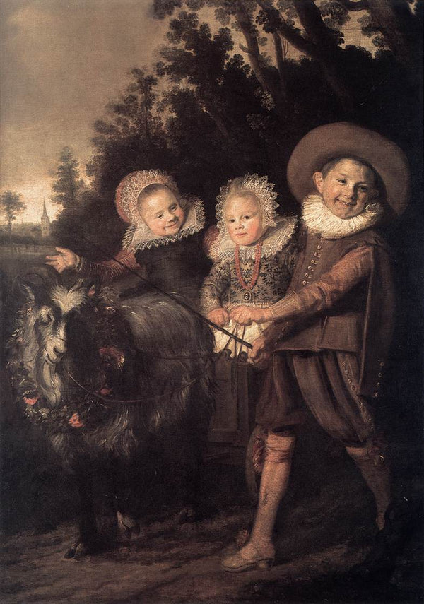 Three Children with a Goat Cart 1620