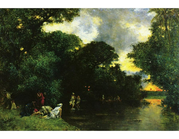 Etang Dans Les Oasis- Sahara (Pond in the Oasis - Sahara) Painting by Eugene Fromentin