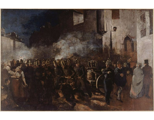 Firemen Running to a Fire Painting by Gustave Courbet