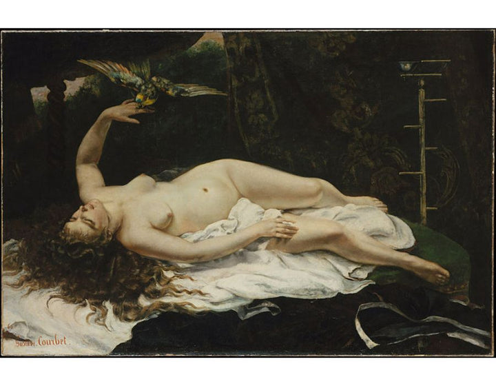 Woman with a Parrot Painting by Gustave Courbet