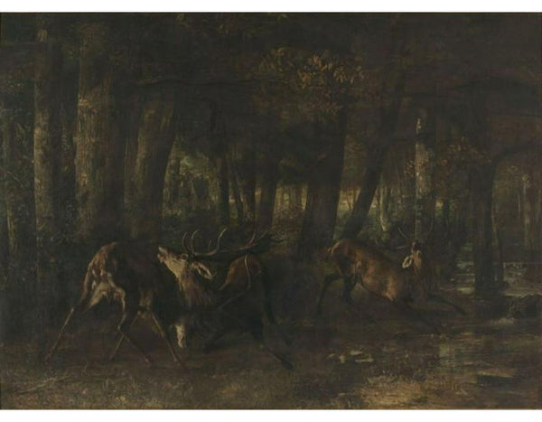 Battle of the Stags Painting by Gustave Courbet