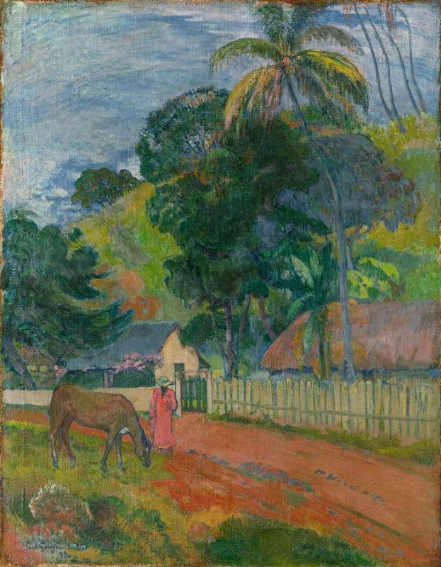 Horse On Road Tahitian Landscape 