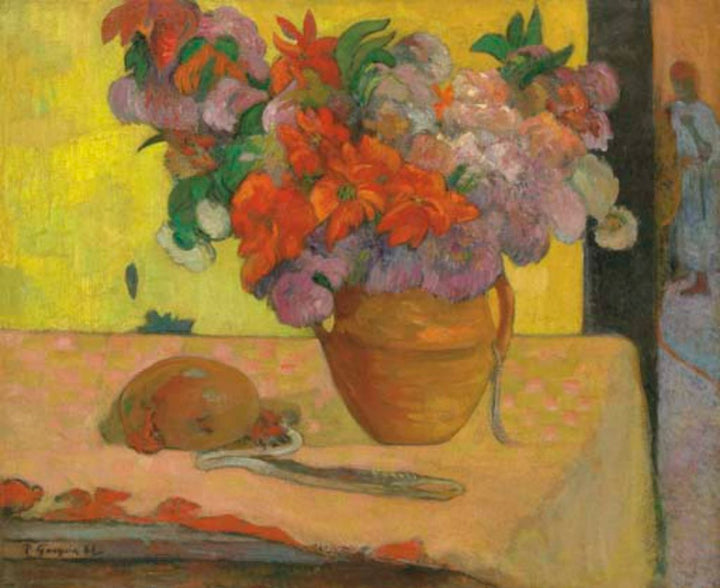 Vase de fleurs et gourde 
