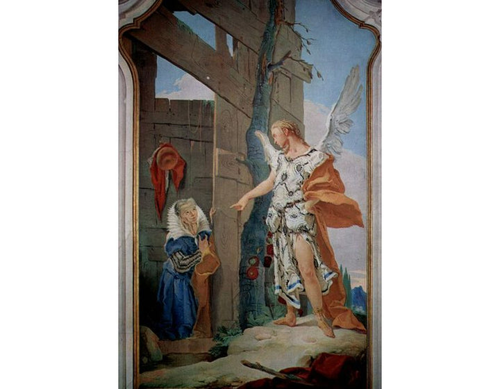 Frescoes of biblical scenes in the bishop's palace of Undine, scene, the appearance of the angel bef
