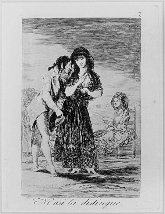 Caprichos Plate 7 Even Thus He Cannot Make Her Out 