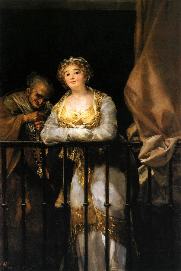 Maja y celestina al balcón 