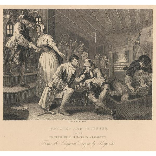 The Idle Prentice Betrayed by a Prostitute plate IX of Industry and Idleness 
